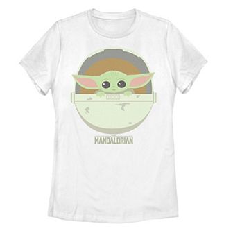 Juniors' Star Wars The Mandalorian The Child aka Baby Yoda In Carrier Portrait Graphic Tee