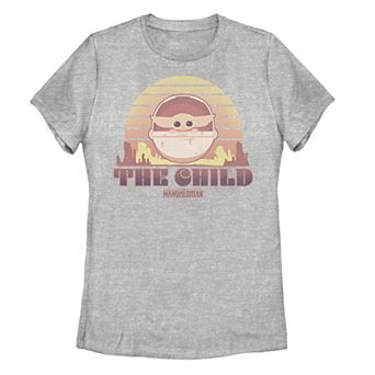 Juniors' Star Wars The Mandalorian The Child aka Baby Yoda Sunset Portrait Graphic Tee