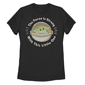 Juniors' Star Wars The Mandalorian The Child aka Baby Yoda The Force Is Strong With This Little One Graphic Tee