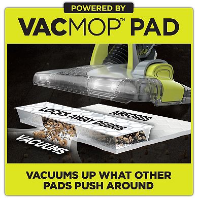 Shark® VACMOP Pro Cordless Hard Floor Vacuum Mop with Led Headlights, 4 Disposable Pads & 12-oz. Cleaning Solution, Charcoal Gray (VM252)