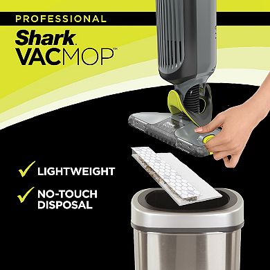 Shark® VACMOP Pro Cordless Hard Floor Vacuum Mop with Led Headlights, 4 Disposable Pads & 12-oz. Cleaning Solution, Charcoal Gray (VM252)