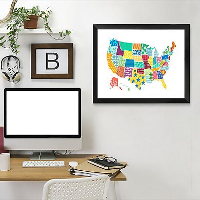 Americanflat US Pattern Map Framed Wall Art