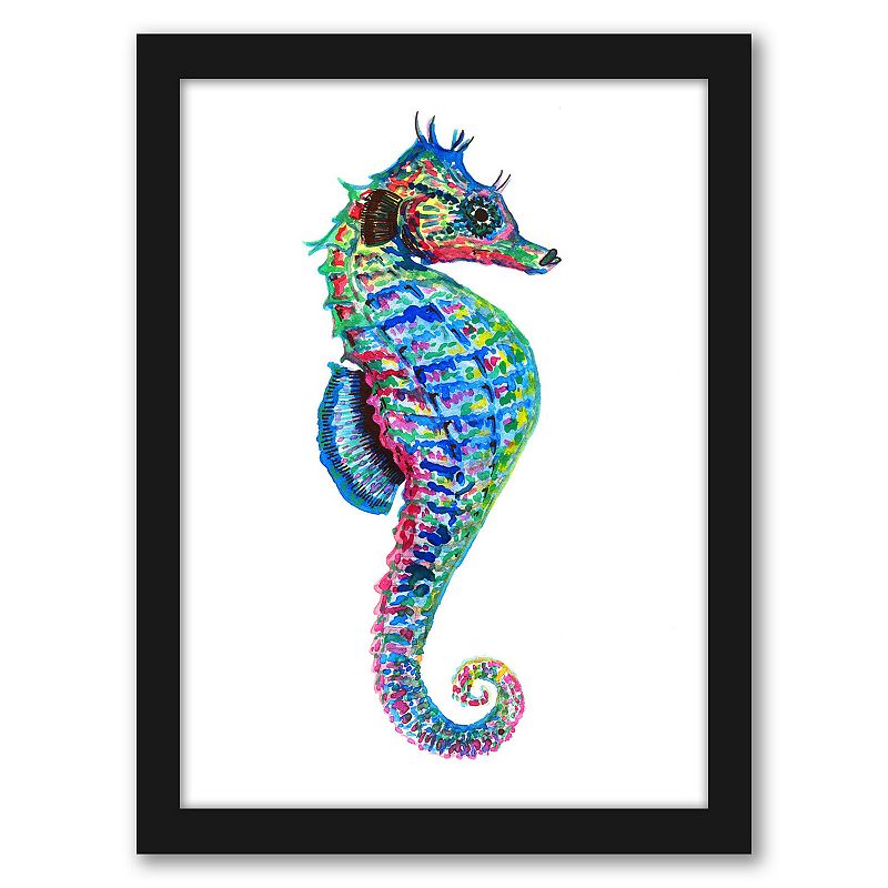 Americanflat Colorful Seahorse Right Wall Art, Multicolor, 19X25