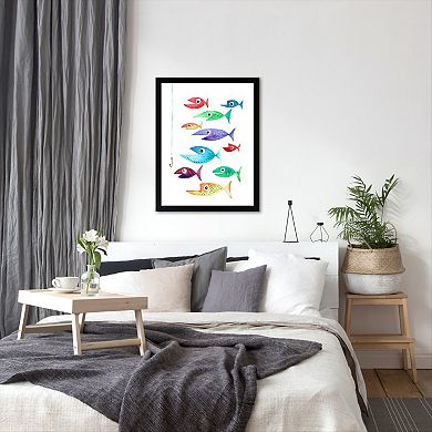 Americanflat Fish Cluster 3 Framed Wall Art