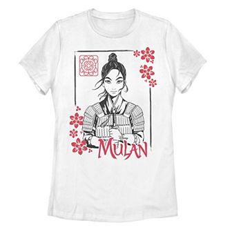 Disney's Mulan Juniors' Floral Ink Portrait Tee