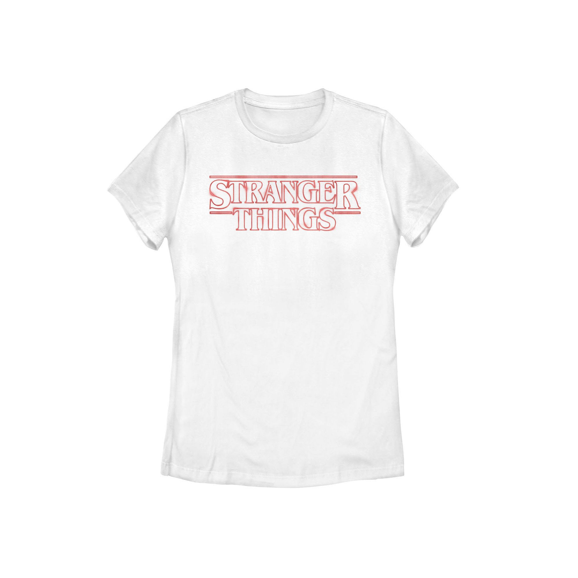 Juniors Stranger Things Neon Logo Tee, Girls, Size: Small, White