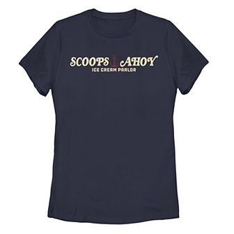 Juniors' Stranger Things Scoops Ahoy Ice Cream Parlor Graphic Tee