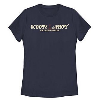 Juniors' Stranger Things Scoops Ahoy Ice Cream Parlor Graphic Tee
