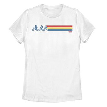 Juniors' Stranger Things Retro Stripe Silhouettes Graphic Tee