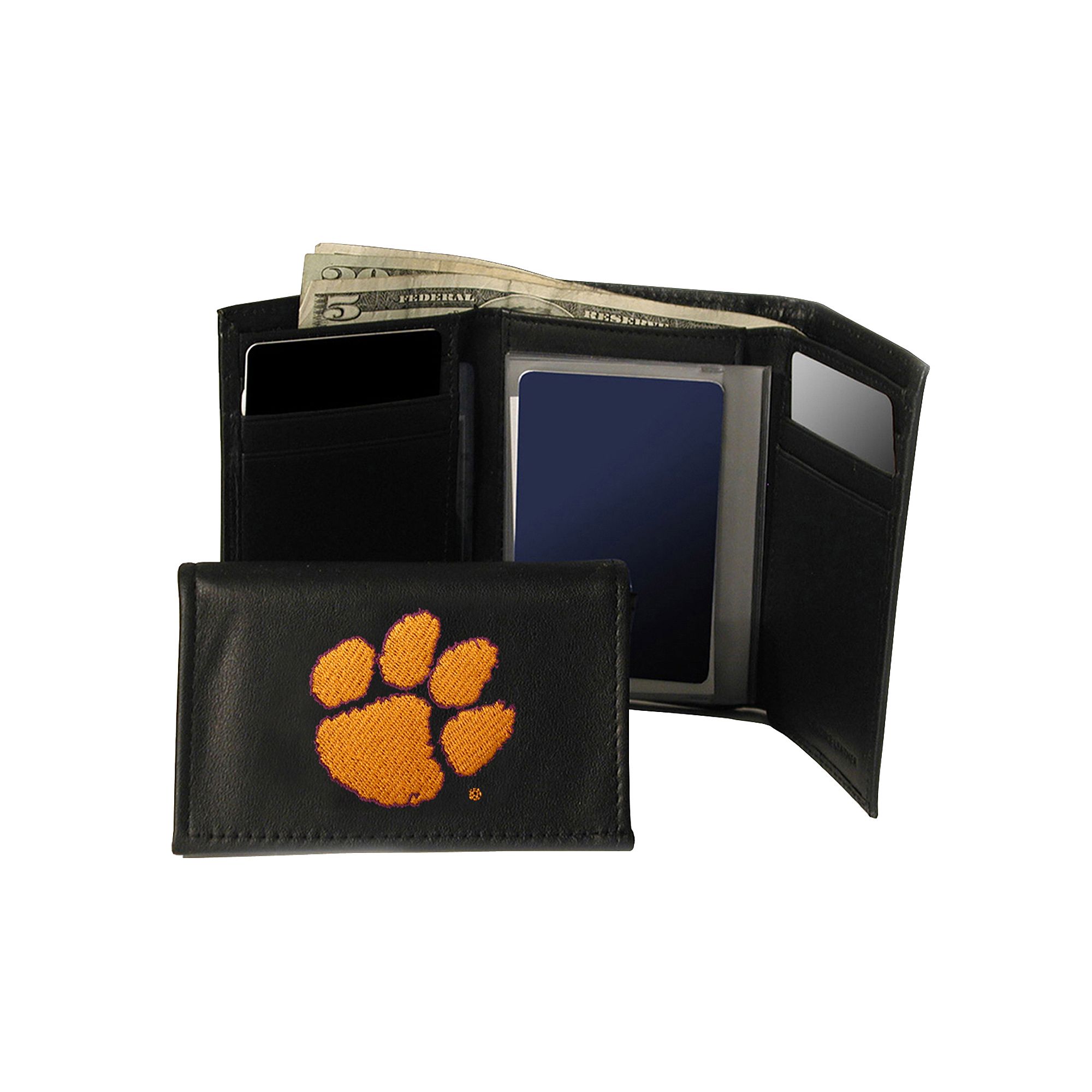 Clemson University Tigers Trifold Leather Wallet, Orange