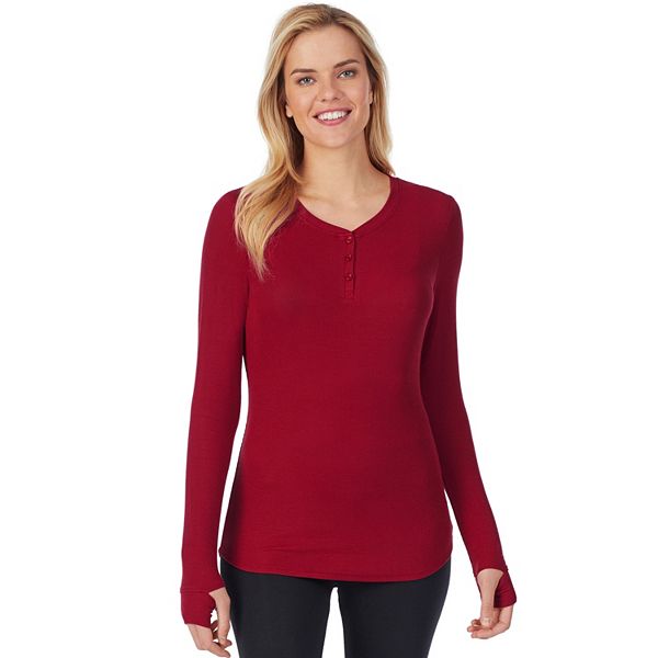 Women's Cuddl Duds® Softwear with Stretch Ribbed Long Sleeve Henley Top