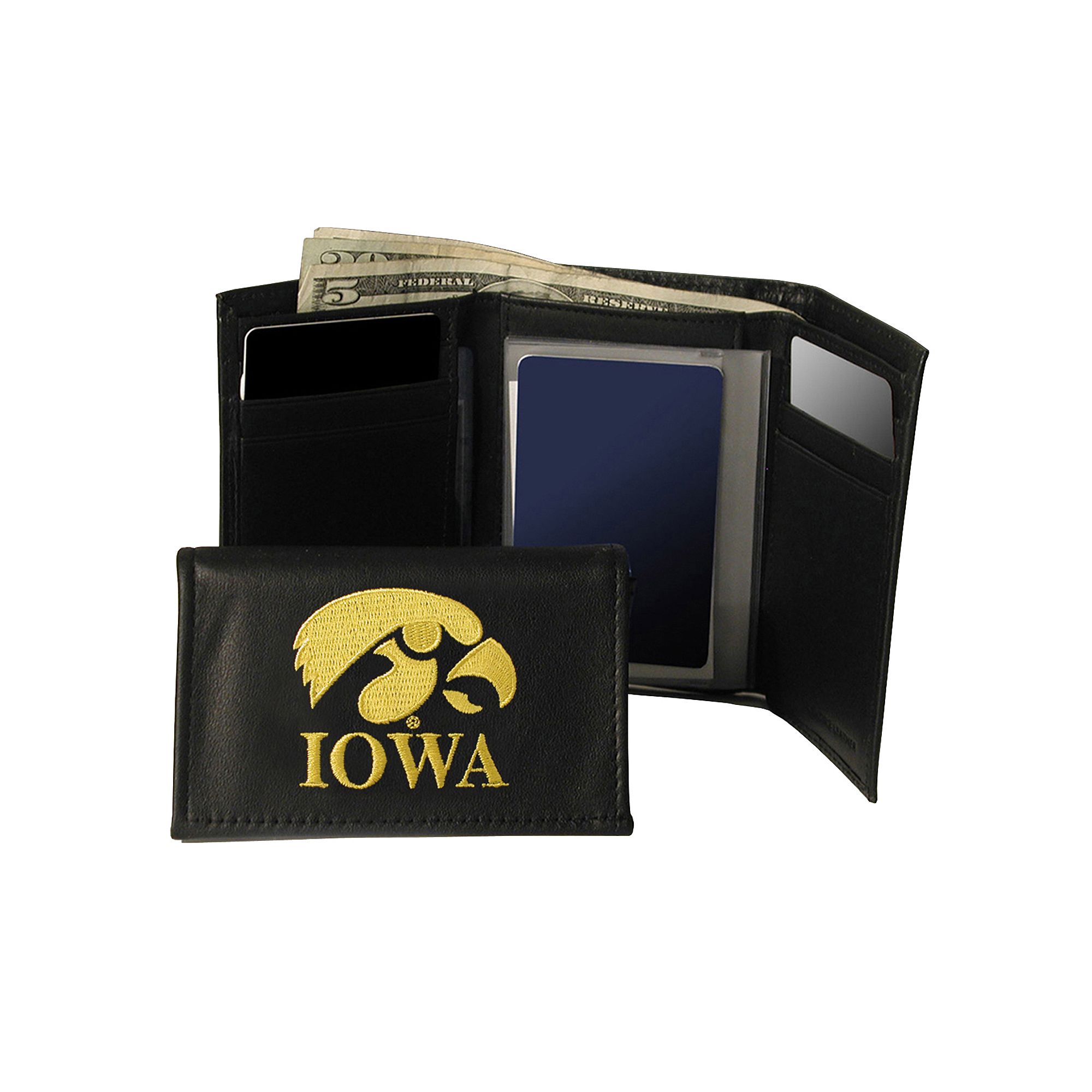 University of Iowa Hawkeyes Trifold Leather Wallet, Yellow