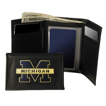 University of Michigan Wolverines Trifold Leather Wallet