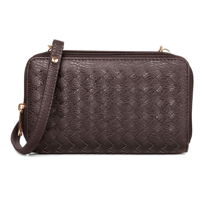 Womens Karla Hanson RFID-Blocking Ellen Woven Crossbody Phone Wallet, Dark