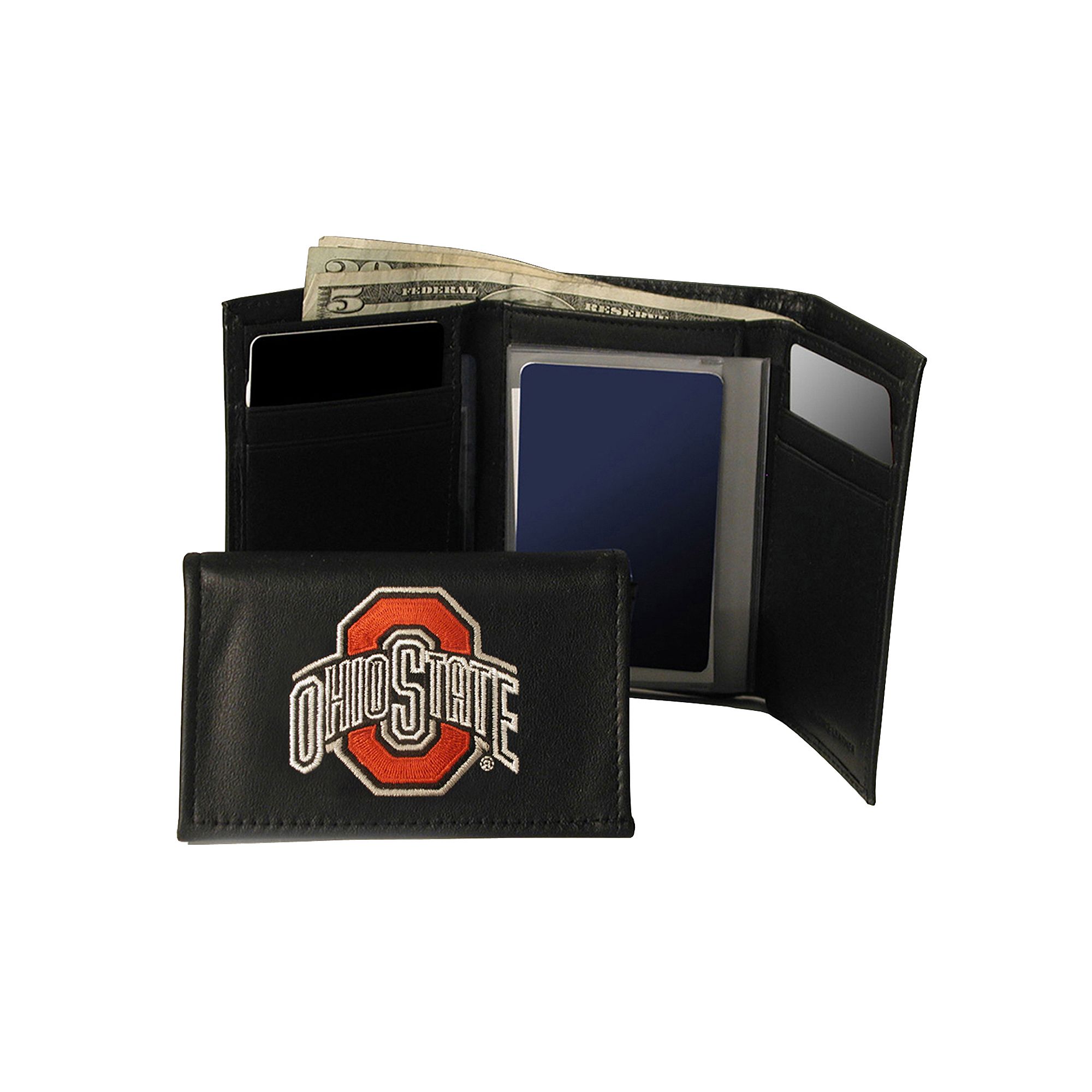 Ohio State University Buckeyes Trifold Leather Wallet, Red