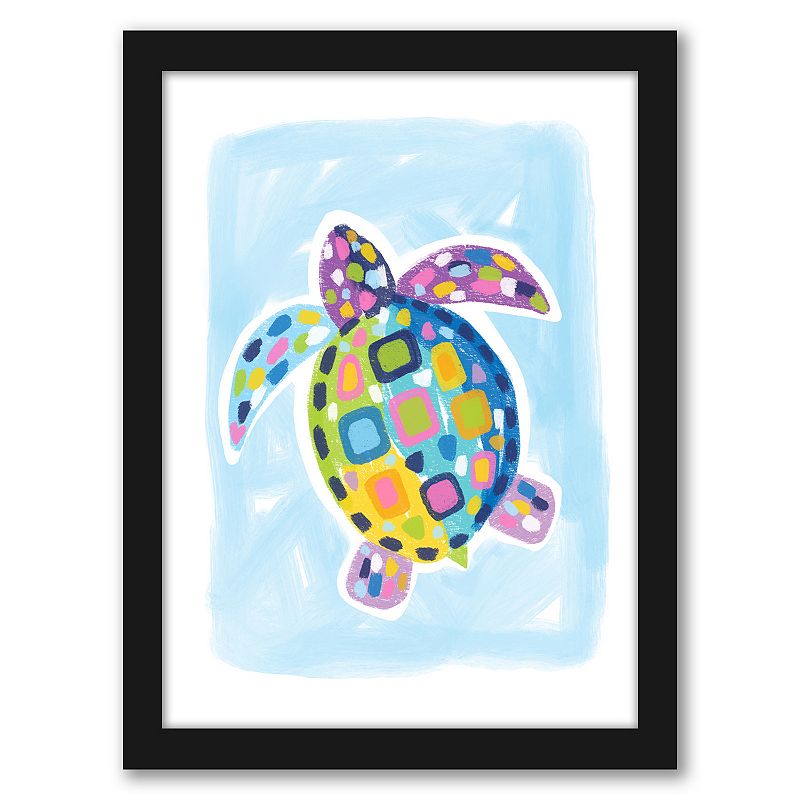 Americanflat Turtle Blue Wall Art by Lisa Nohren, Multicolor, 12X15