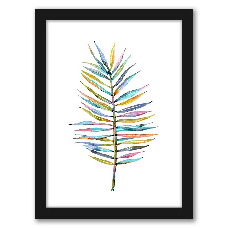 Americanflat Watercolor Leaf 2 Framed Wall Art, Multicolor, 19X25