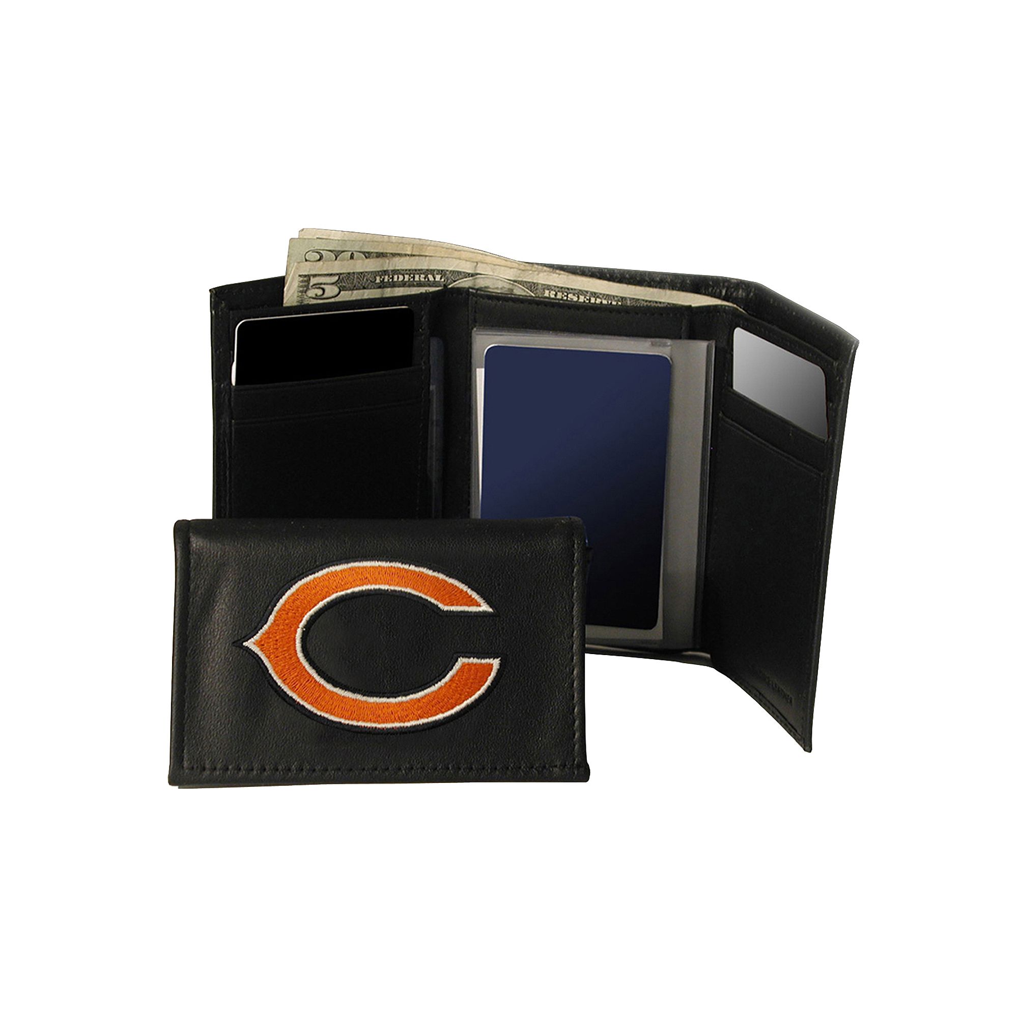 Chicago Bears Trifold Leather Wallet, Blue