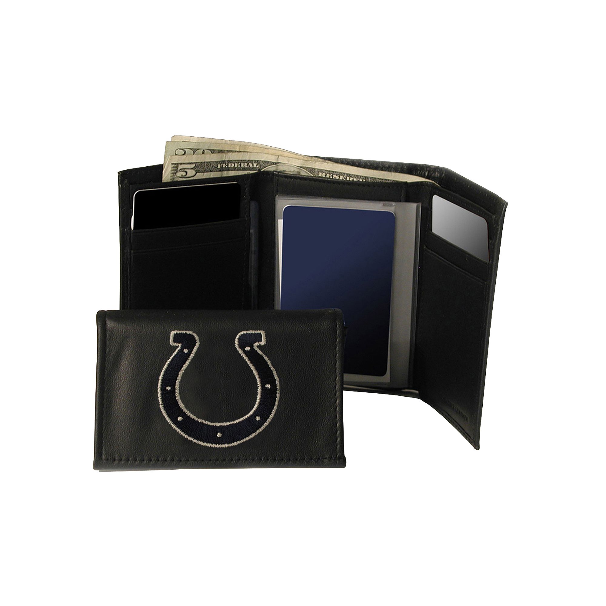 Indianapolis Colts Trifold Leather Wallet, Blue