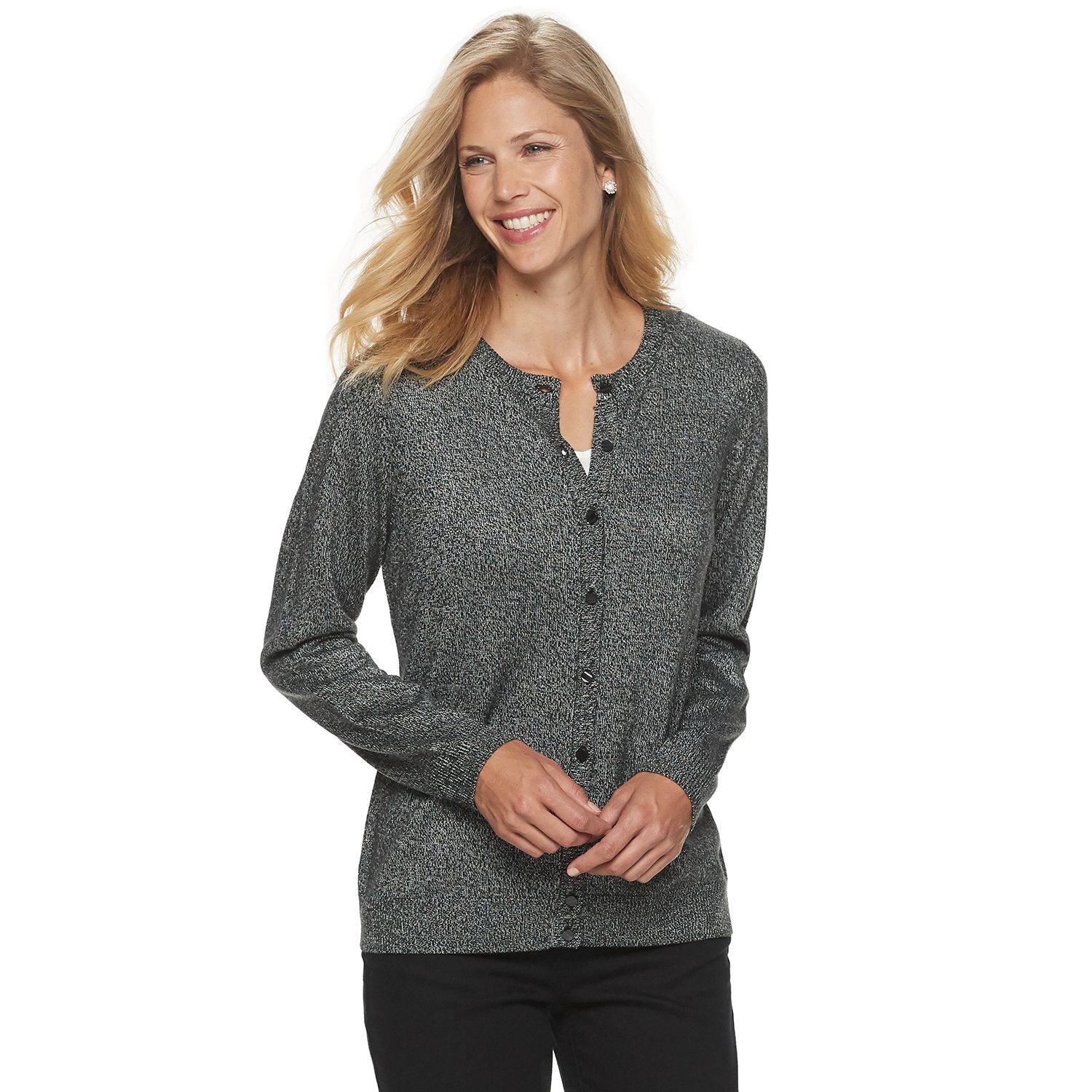 petite button front cardigan