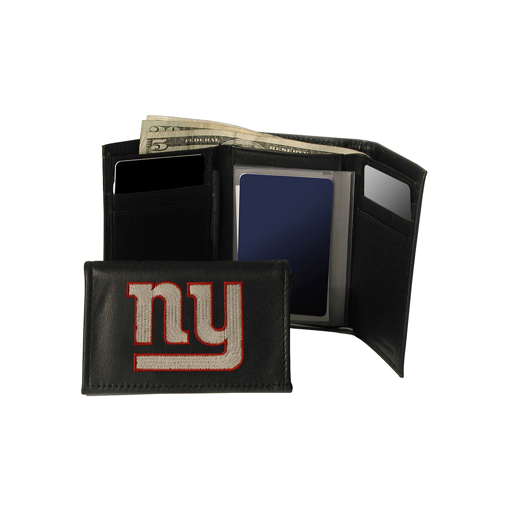 New York Giants Trifold Leather Wallet, Blue