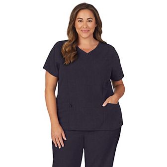 Plus Size Cuddl Duds® Scrubs Pocketed V-Neck Top