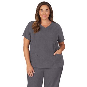 Plus Size Cuddl Duds® Scrubs Pocketed V-Neck Top
