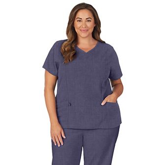 Plus Size Cuddl Duds® Scrubs Pocketed V-Neck Top