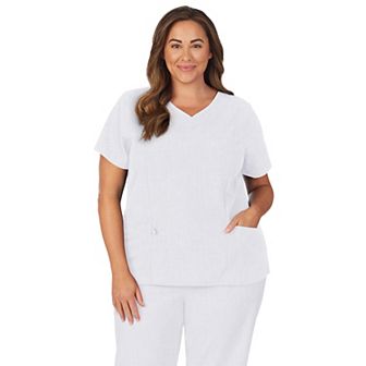 Plus Size Cuddl Duds® Scrubs Pocketed V-Neck Top
