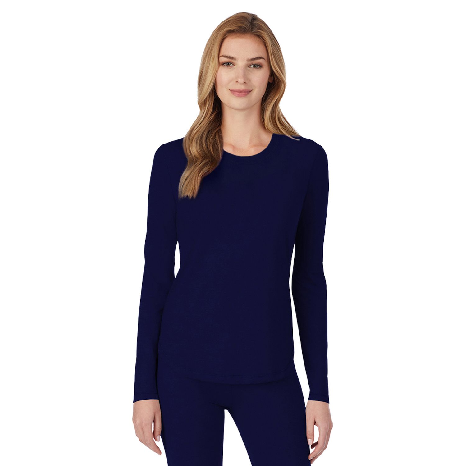 Cuddl Duds Ladies Under Scrub Top, Size Medium, Navy, image size:1500x1500