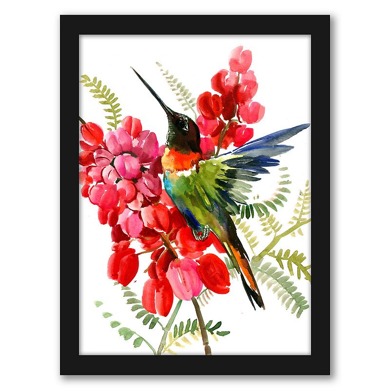 Americanflat Hummingbird Flowers Wall Art, Multicolor, 12X15