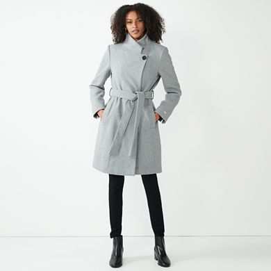 Women's Nine West Asymmetrical Wool-Blend Coat