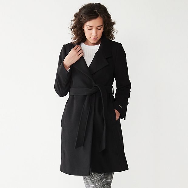 Women's asymmetrical wool outlet coat