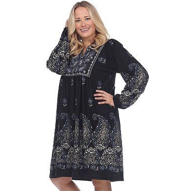 Plus Size White Mark Embroidered Sweater Dress