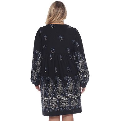 Plus Size White Mark Embroidered Sweater Dress