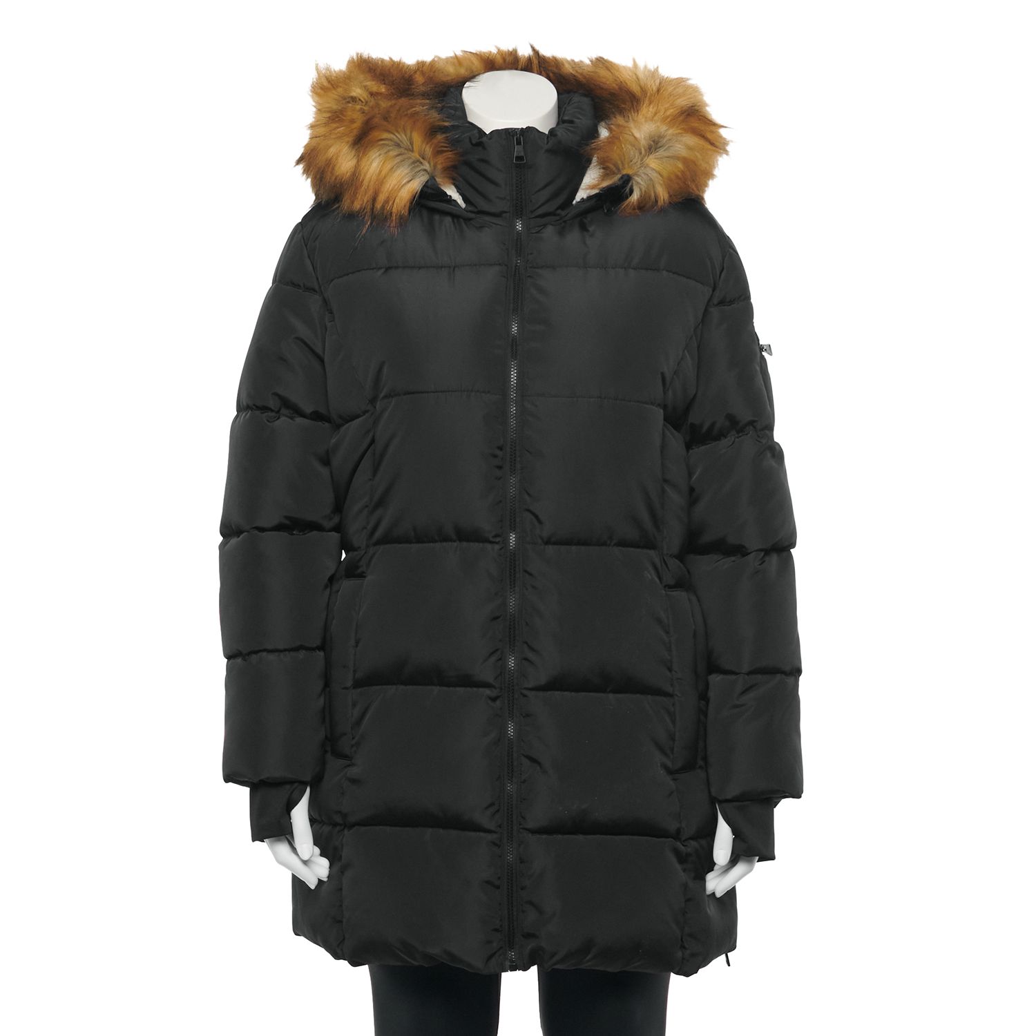 plus size puffer coat with fur hood