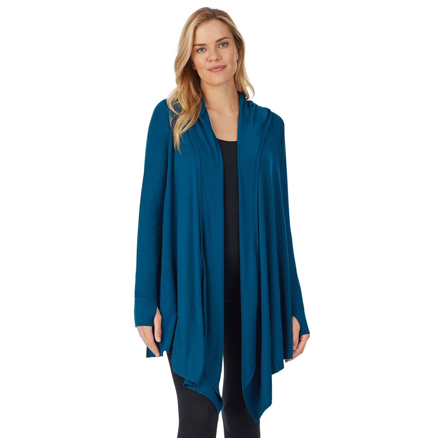 women's cuddl duds softwear hooded wrap cardigan