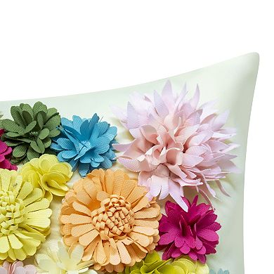 Edie@Home Floral Bouquet Dimensional Indoor & Outdoor Decorative Lumbar Pillow