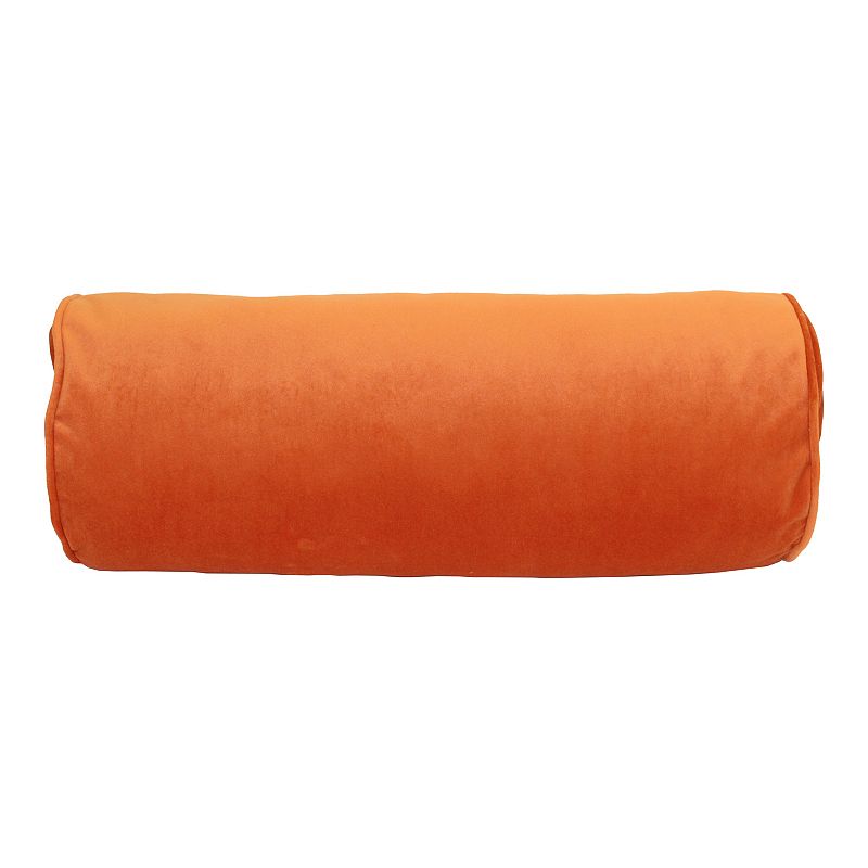 Edie@Home Velvet Neckroll Decorative Pillow, Orange, 7X18