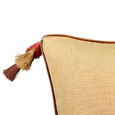 Edie@Home Velvet Reversible Tassel Decorative Pillow