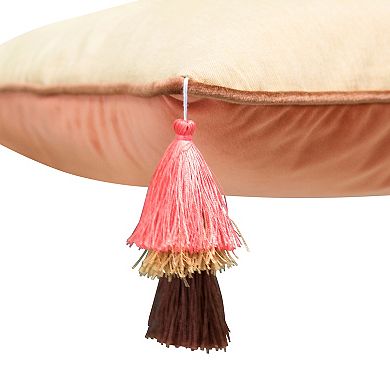 Edie@Home Velvet Reversible Tassel Decorative Pillow