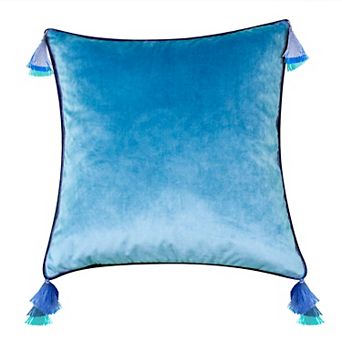 Edie@Home Velvet Reversible Tassel Decorative Pillow