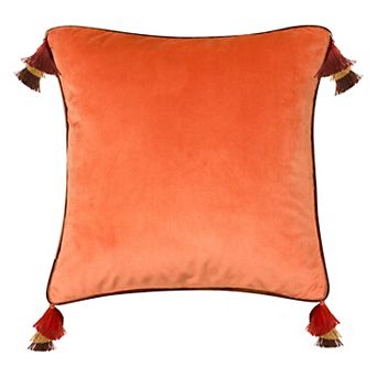 Edie@Home Velvet Reversible Tassel Decorative Pillow