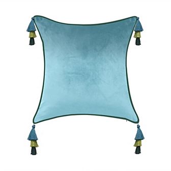 Edie@Home Velvet Reversible Tassel Decorative Pillow