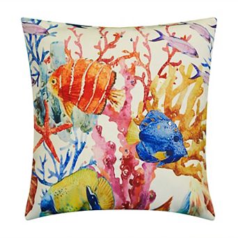 Edie@Home Sealife Beaded & Embroidered Decorative Throw Pillow