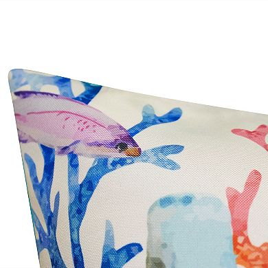 Edie@Home Sealife Beaded & Embroidered Decorative Throw Pillow