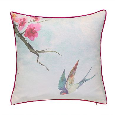 Edie@Home Reversible Birds Throw Pillow