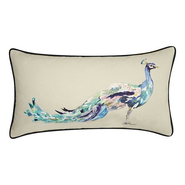 cigarrillo golondrina Consistente Edie@Home Reversible Ribbon Peacock Decorative Lumbar Pillow