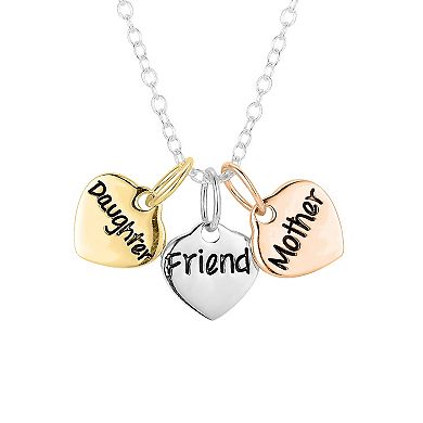 Love This Life® Sterling Silver "Mother Daughter Friend" Triple Heart Necklace