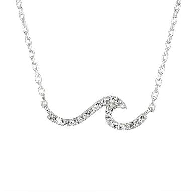 Love This Life Sterling Silver Cubic Zirconia Accent Wave Necklace